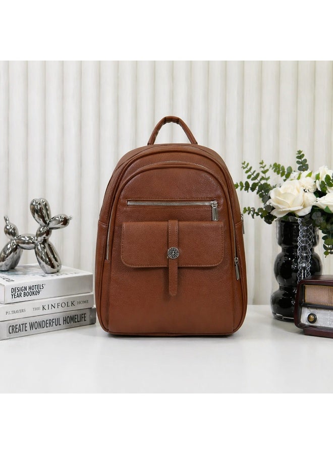 Stylish Leather Backpack for Women – Multi Pocket Casual Travel Bag (Model 9248)