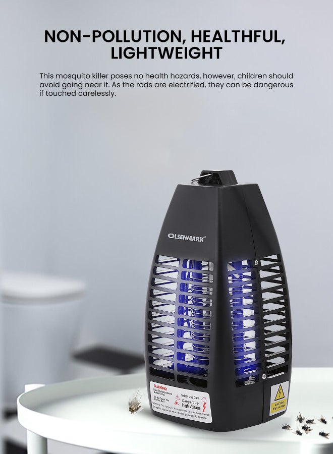 Olsenmark Fly & Insect Killer - Powerful Fly Zapper | 1x4W UV Light Tube - Electric Bug Zapper, Insect Killer, Fly Killer, Wasp Killer - Insect Killing Mesh Grid Black - Image 4