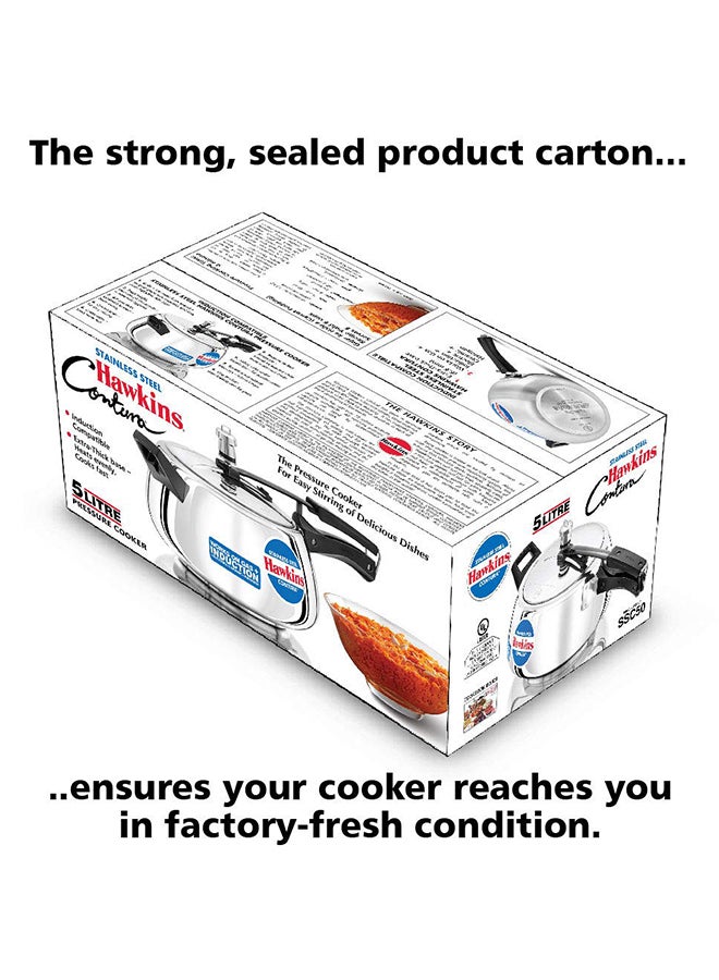 Hawkins طباخ ضغط بغطاء داخلي متوافق مع الحث من الفولاذ المقاوم للصدأ كونتورا، 5 لتر، فضي (SSC50) - Image 3