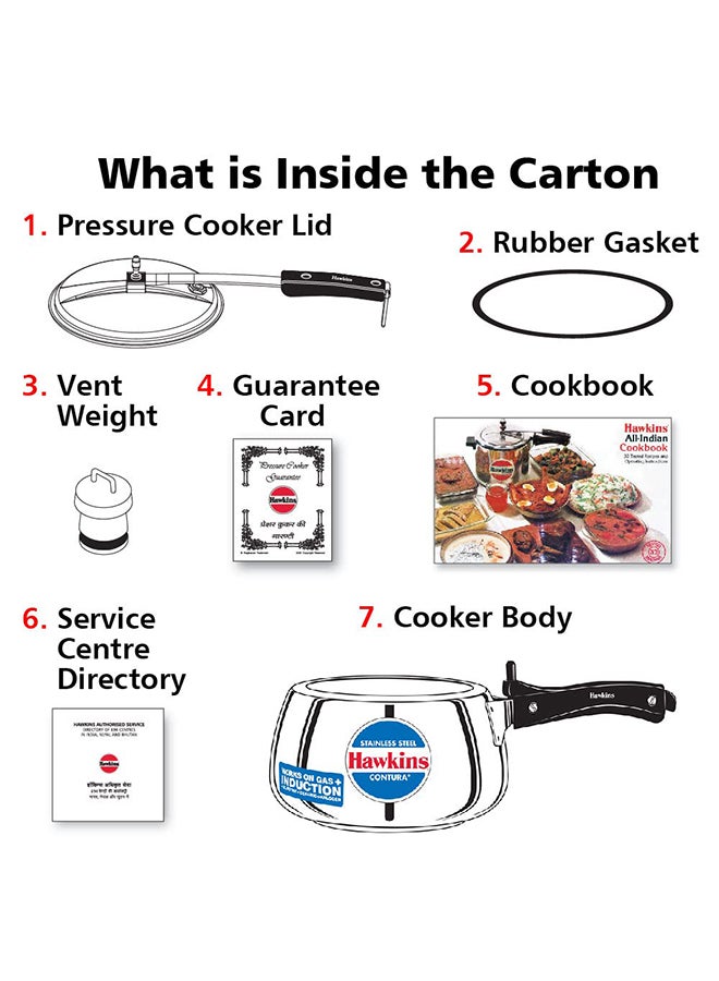Hawkins طباخ ضغط بغطاء داخلي متوافق مع الحث من الفولاذ المقاوم للصدأ كونتورا، 5 لتر، فضي (SSC50) - Image 4