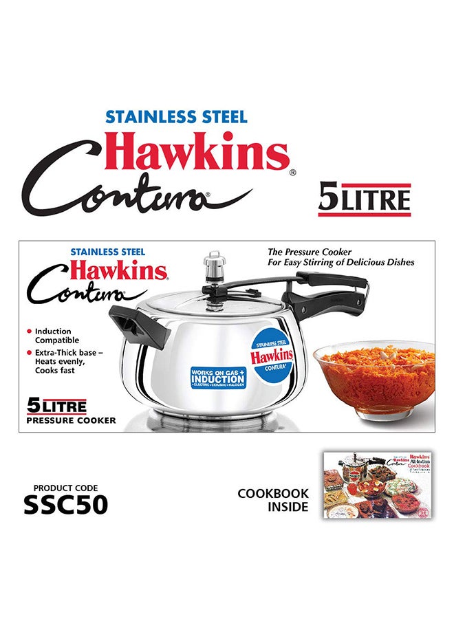 Hawkins طباخ ضغط بغطاء داخلي متوافق مع الحث من الفولاذ المقاوم للصدأ كونتورا، 5 لتر، فضي (SSC50) - Image 2