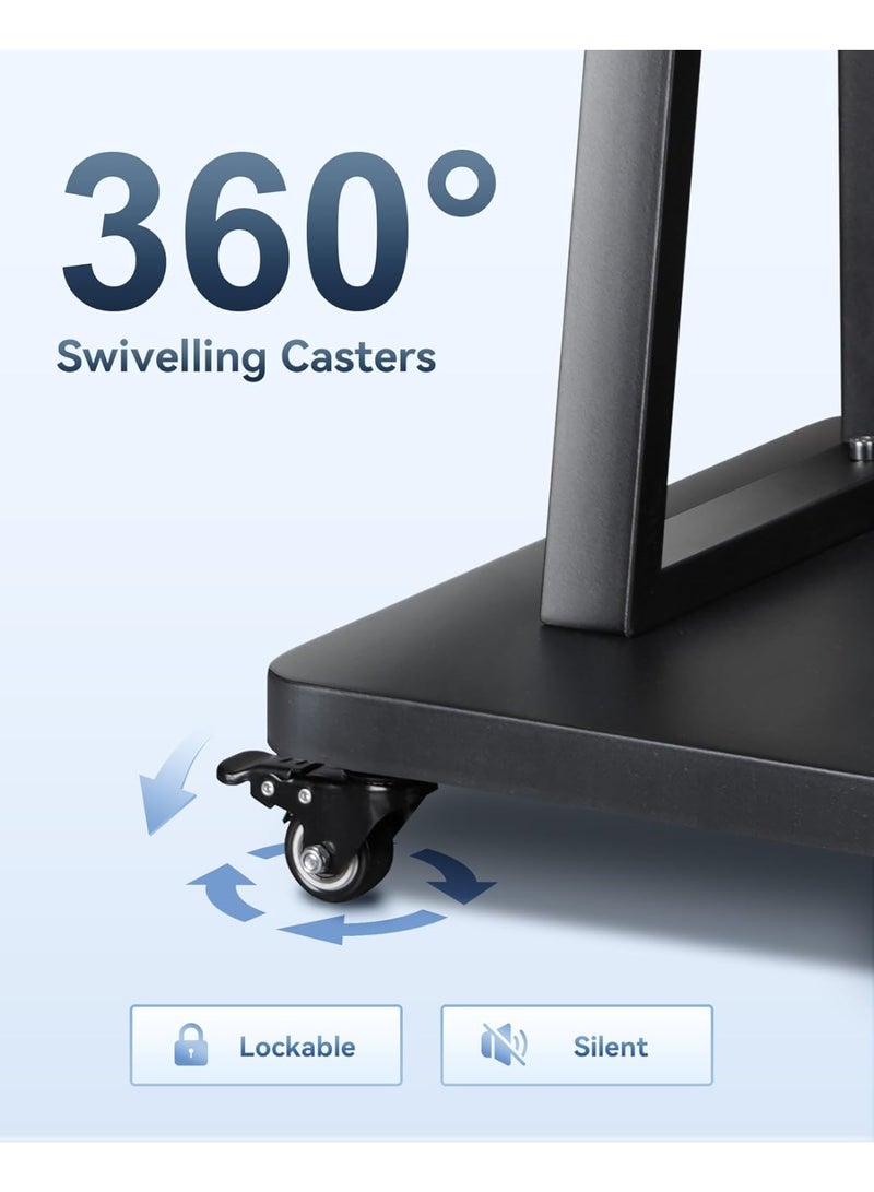 Apexll Fits Up to 100 Inch TV, Heavy Duty Mobile TV Stand with Wheels, Height Adjustable Rolling Display Cart, Ultra High 260kg Load Capacity, VESA 200x200mm to 1000x600mm, Locking Casters, AV Shelf, For Office, Classroom, Conference Room, Showroom - Image 2