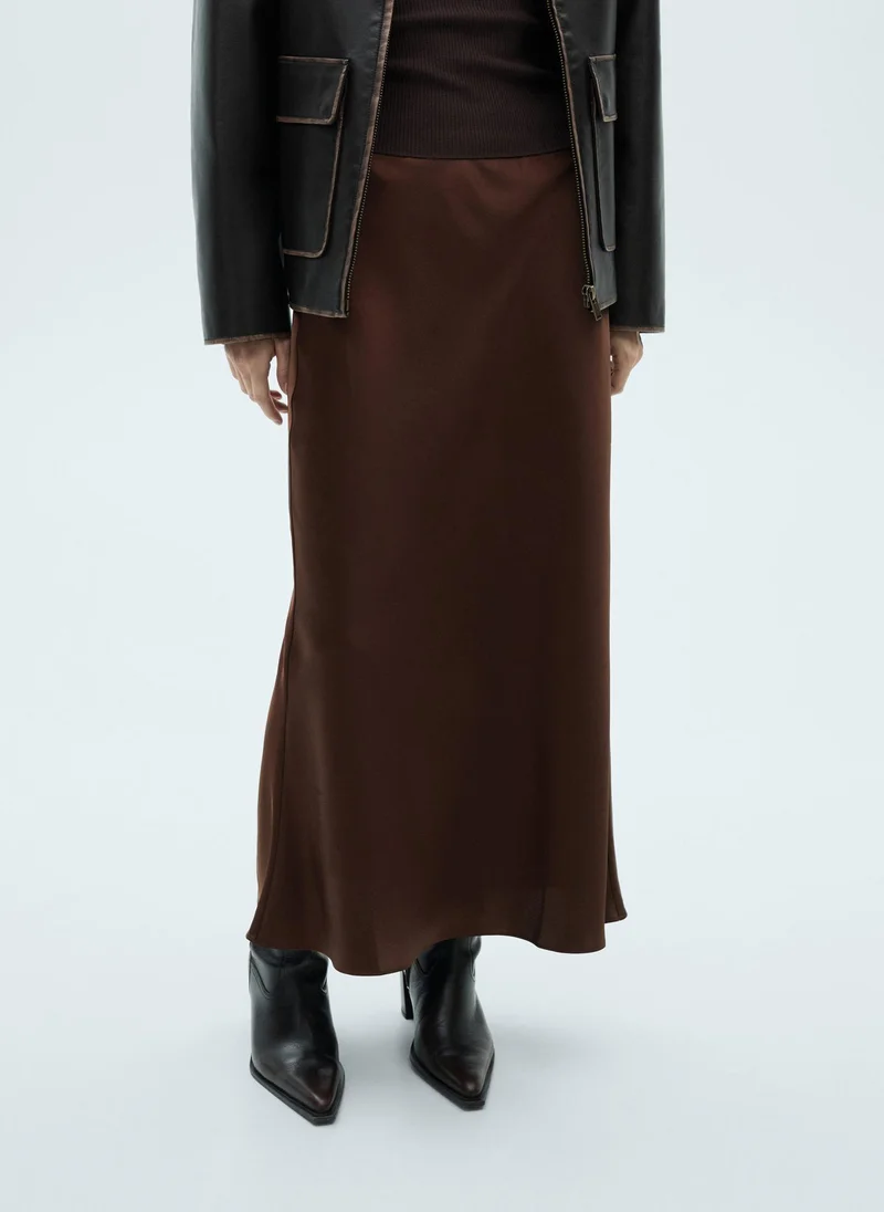 MANGO Midi Satin Skirt