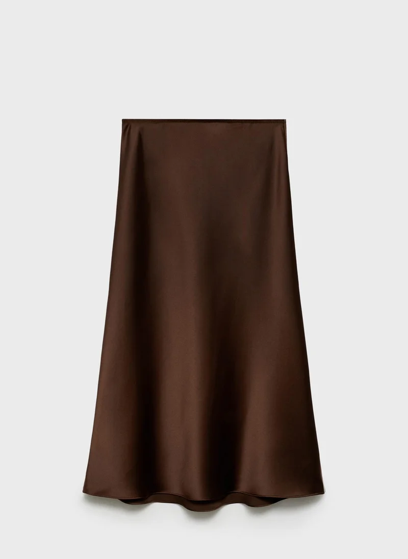 MANGO Midi Satin Skirt