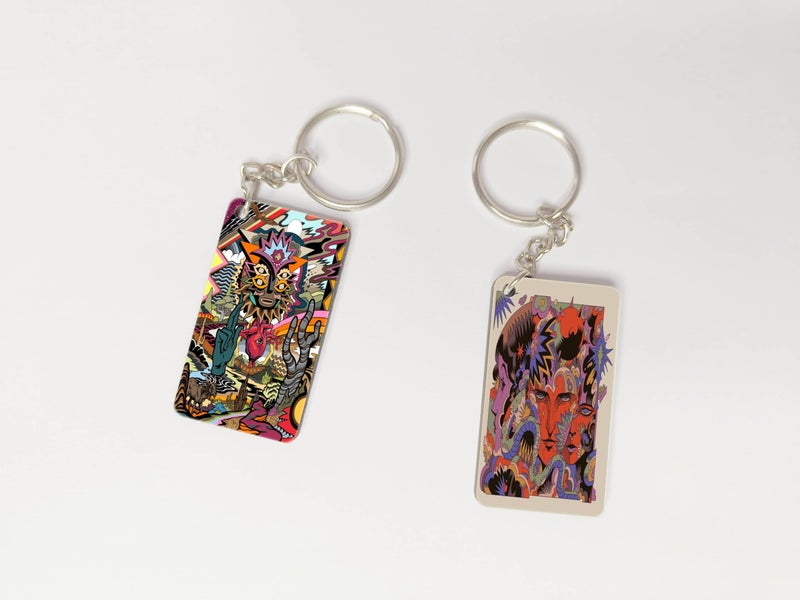OUTFITQUE OUTFITQUE Premium (Pack of 2) Anime-51 Printed Long Keychain For Bike, Scooty, Car, MDF Keyholder