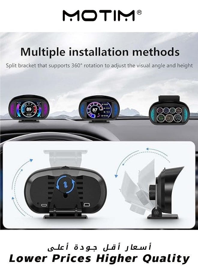 Motim - OBD2 Digital Speedometer with Digital Multi Function and Multi Alarm Setting HD Display with Speed Tachometer Troubleshooting for Most Vehicles After 2008 Universal Head Up Display HUD - Image 1