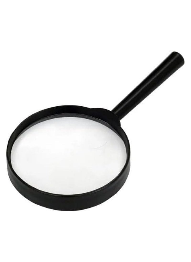 Generic - 100mm Clear Magnifying Glass with Black Plastic Handle - for Reading Small Texts, Fine Inspection, or Hobby Projects and DIY - Image 1