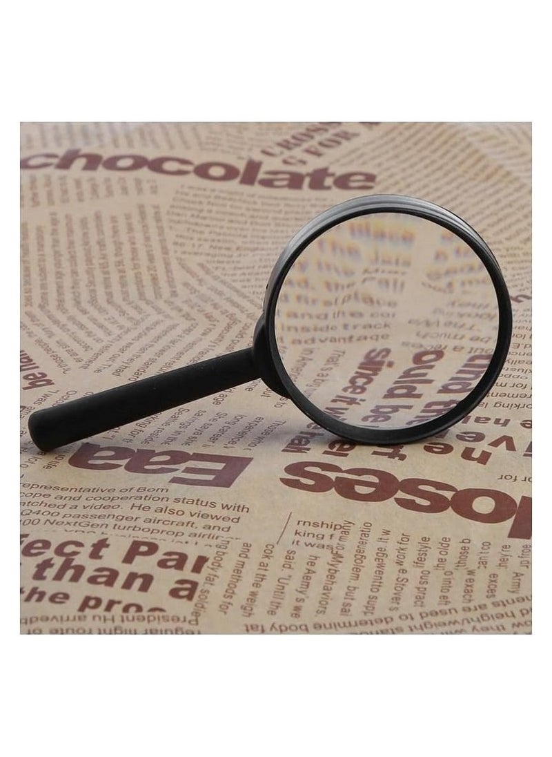Generic - 100mm Clear Magnifying Glass with Black Plastic Handle - for Reading Small Texts, Fine Inspection, or Hobby Projects and DIY - Image 1
