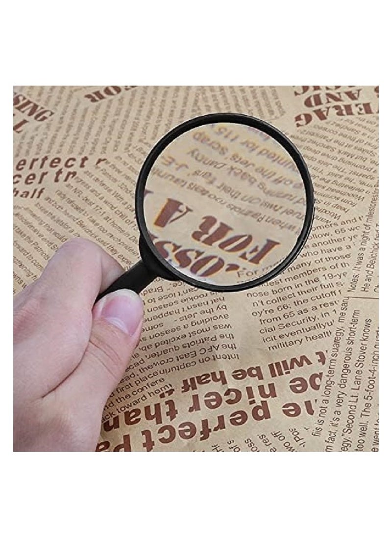 Generic - 100mm Clear Magnifying Glass with Black Plastic Handle - for Reading Small Texts, Fine Inspection, or Hobby Projects and DIY - Image 1