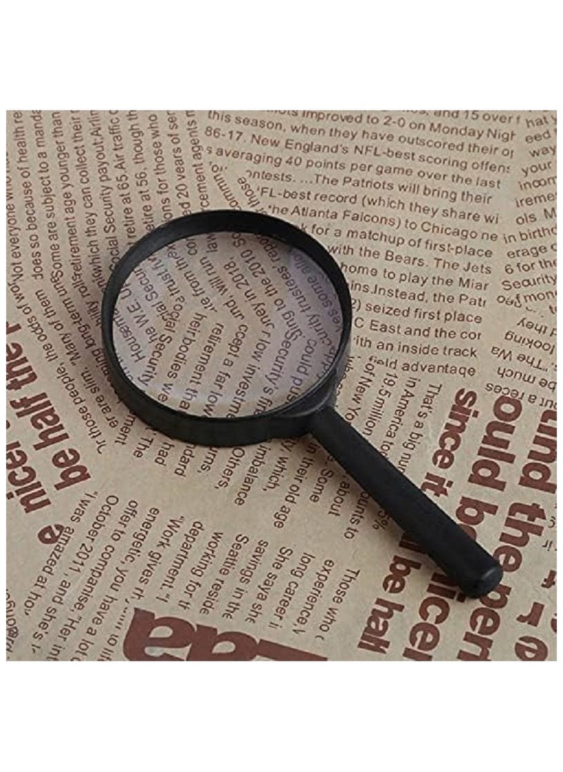 Generic - 100mm Clear Magnifying Glass with Black Plastic Handle - for Reading Small Texts, Fine Inspection, or Hobby Projects and DIY - Image 1