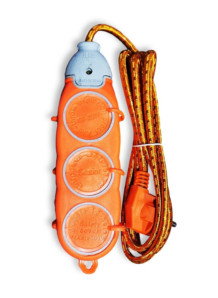 Safety Electric Power Outlets Sockets  , Multi Power Strip Surge Protector With 6 Outlets  - Orange & Power socket, 10-16 amp, 250 volt, with 3 port orange , easy to use in residential apartments, factories, and workshopsBundle - Image 2