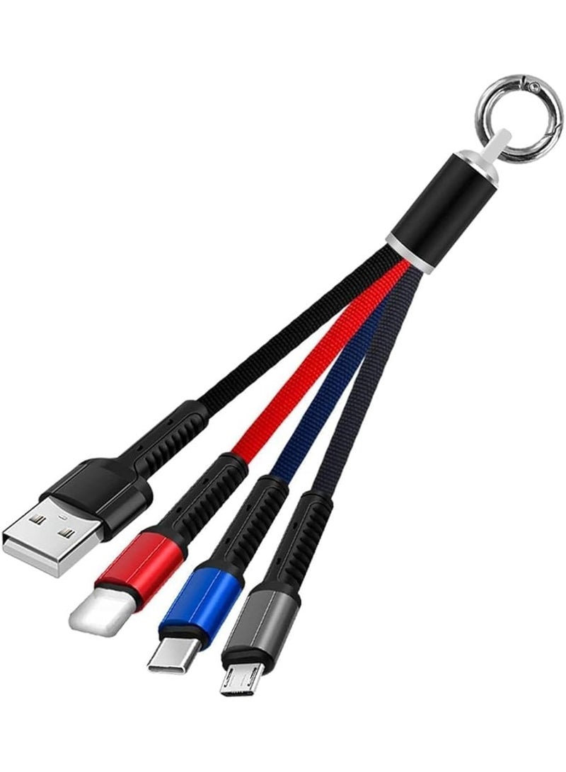 كابل شحن متعدد الوظائف 3 في 1 مضفر من النايلون فائق السرعة مع موصلات USB و Type C - سلك شحن سريع ممتاز - Image 1