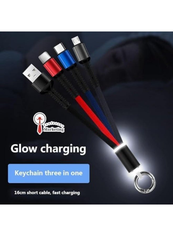كابل شحن متعدد الوظائف 3 في 1 مضفر من النايلون فائق السرعة مع موصلات USB و Type C - سلك شحن سريع ممتاز - Image 2