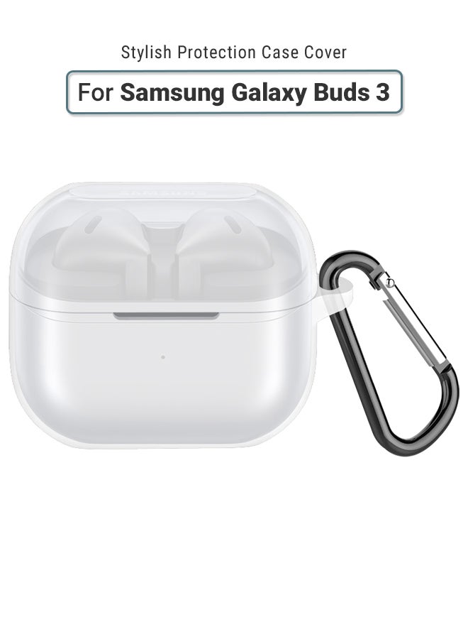 huanmate Samsung Galaxy Buds 3 Silicone Case Cover - Transparent White - Made with Soft Silicone, Lightweight & Durable - Stylish Design, Accurate Cut-outs, Easy Installation & Removal  - Image 1