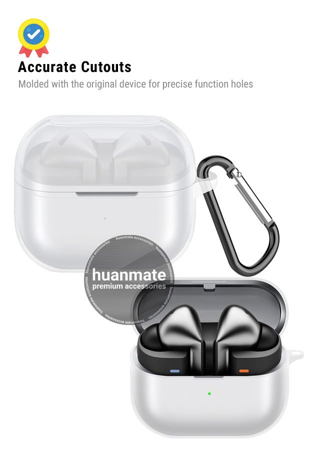 huanmate Samsung Galaxy Buds 3 Silicone Case Cover - Transparent White - Made with Soft Silicone, Lightweight & Durable - Stylish Design, Accurate Cut-outs, Easy Installation & Removal  - Image 5
