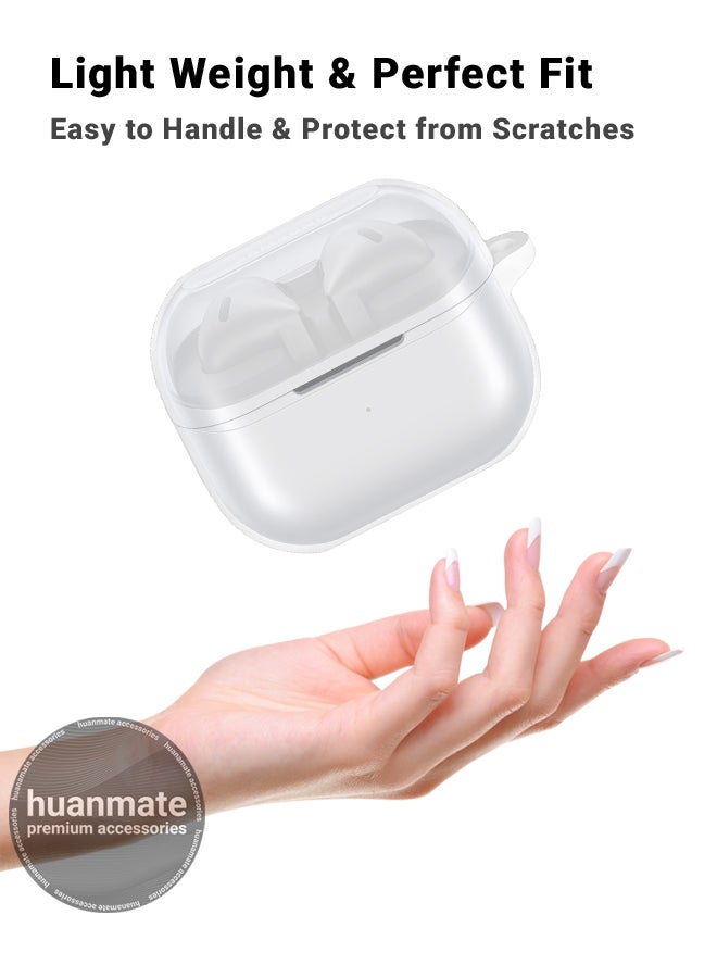 huanmate Samsung Galaxy Buds 3 Silicone Case Cover - Transparent White - Made with Soft Silicone, Lightweight & Durable - Stylish Design, Accurate Cut-outs, Easy Installation & Removal  - Image 3