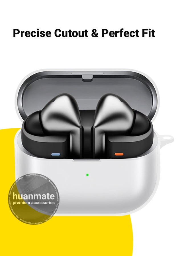 huanmate Samsung Galaxy Buds 3 Silicone Case Cover - Transparent White - Made with Soft Silicone, Lightweight & Durable - Stylish Design, Accurate Cut-outs, Easy Installation & Removal  - Image 2