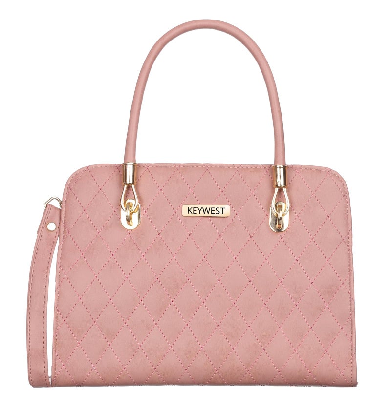 Keywest Women's Diamond Satchel Tote Handbag for Women | Ladies purse | Stylish Shoulder Bag | Gift For Woman | Light Pink - Image 1