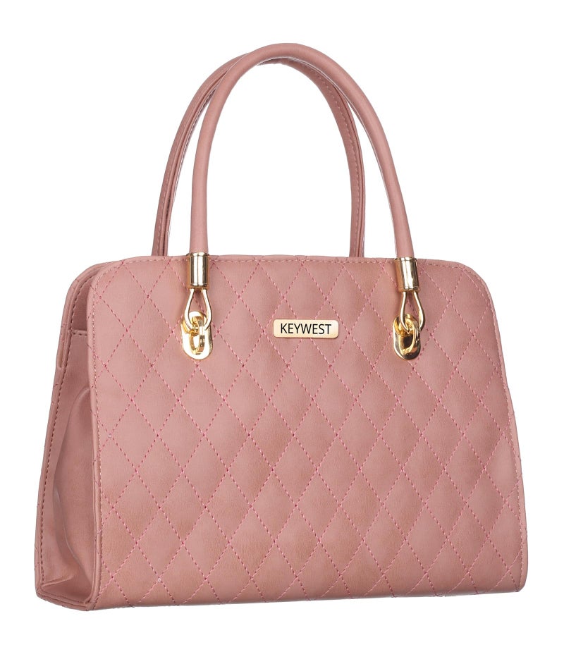 Keywest Women's Diamond Satchel Tote Handbag for Women | Ladies purse | Stylish Shoulder Bag | Gift For Woman | Light Pink - Image 2