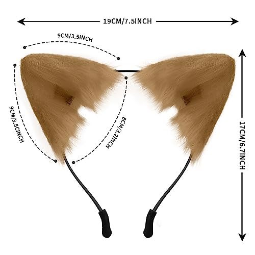 anpiwshjo Fox Cat Wolf Rat Ears Headband, Halloween & Christmas, Animal Ears Headband, Costume Headwear for Partygoers, Cosplay Enthusiasts, Women Men Adults, Hand Wash Only, Khaki - Image 2