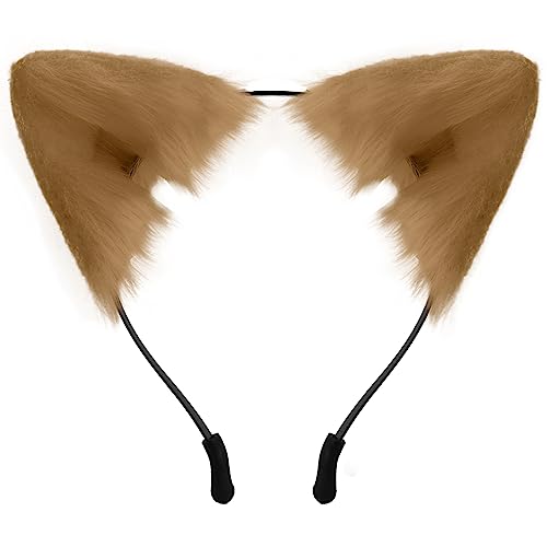 anpiwshjo Fox Cat Wolf Rat Ears Headband, Halloween & Christmas, Animal Ears Headband, Costume Headwear for Partygoers, Cosplay Enthusiasts, Women Men Adults, Hand Wash Only, Khaki - Image 1
