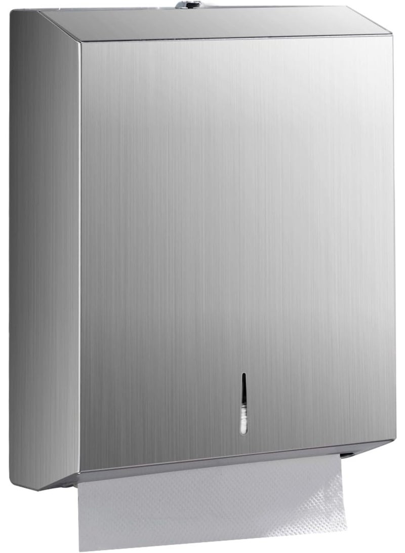 wall-mounted comercial paper towel dispenser brushed stainless steel bathroom hand towel dispenser with lock design large capacity300p c-Fold 300 multi-fold capacity - Image 1