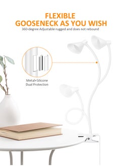 LOOPITYS Reading Light, USB Clamp Lamp for Child Reading Book in Bed at Night, LED Small Desk Lamp with Adjustable Gooseneck Clip on Beside Table for Studying Working Drafting Sewing  - Image 5