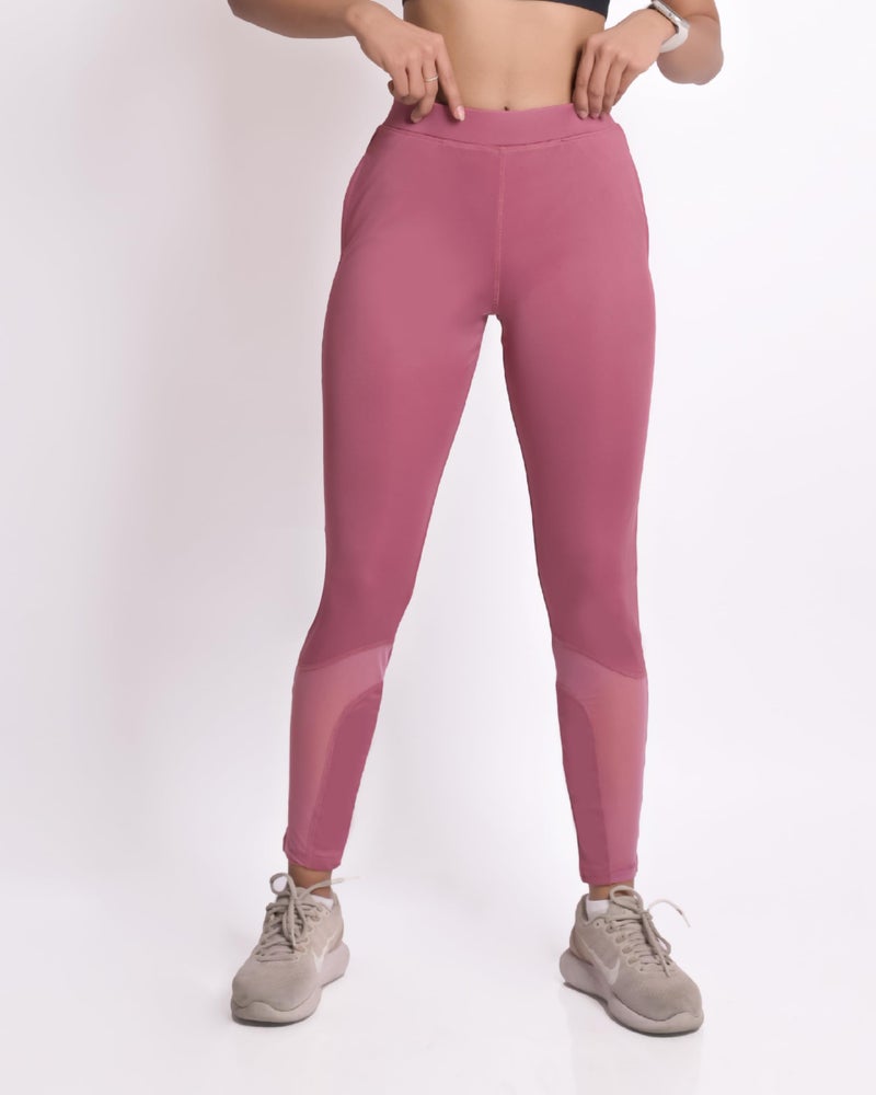 Mehrang Women's Gym Wear Mesh Leggings Workout Pants With Side Pockets/Stretchable Tights Sports Fitness Yoga Track Pants (L, Moove), High Rise, Multicolour - Image 2