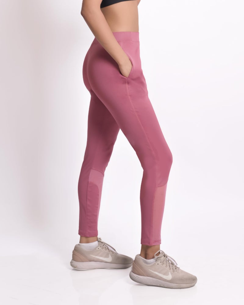Mehrang Women's Gym Wear Mesh Leggings Workout Pants With Side Pockets/Stretchable Tights Sports Fitness Yoga Track Pants (L, Moove), High Rise, Multicolour - Image 3