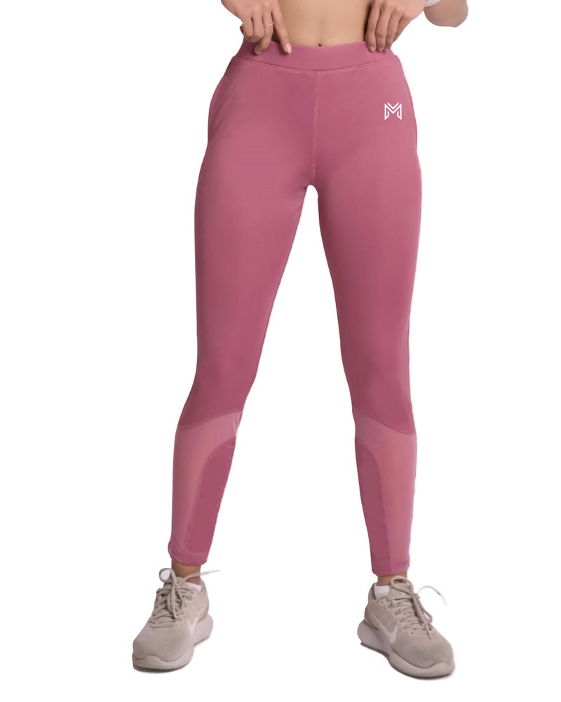 Mehrang Women's Gym Wear Mesh Leggings Workout Pants With Side Pockets/Stretchable Tights Sports Fitness Yoga Track Pants (L, Moove), High Rise, Multicolour - Image 1