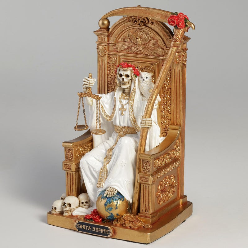 Veronese Design 6 3/8 Inch Santa Muerte On Throne with Scythe and Scale Polystone Hand Painted Collectible Home Decor Sculpture - Image 3