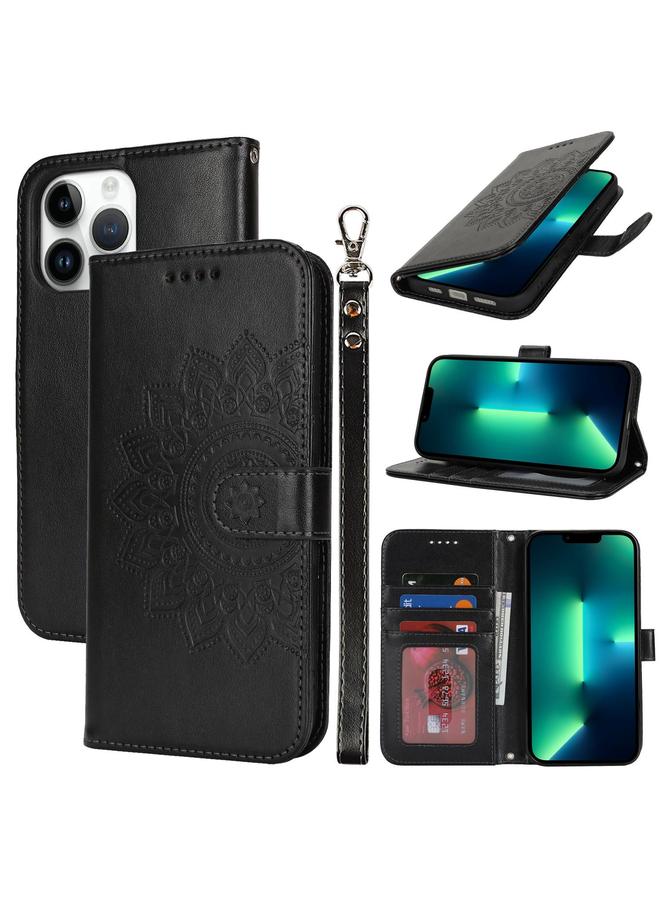 اس-توب جراب هاتف جلدي مزدوج الطي مطبوع عليه نقش لهاتف iPhone 13 Pro Max - Image 1