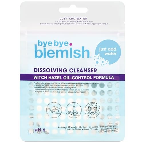 Bye Bye Blemish Dissolving Cleanser Sheets â€“ Witch Hazel Oil-Control Face Wash, Water-Activated Facial Paper Soap for Acne-Prone Skin, Removes Dirt & Excess Oil, 50 pcs - Image 1