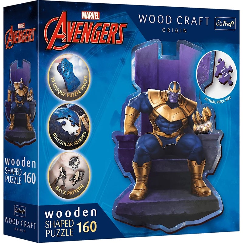 Trefl - Marvel Avengers Thanos on Throne Wooden Shaped Puzzle 160 Pieces - 20184 - Image 1