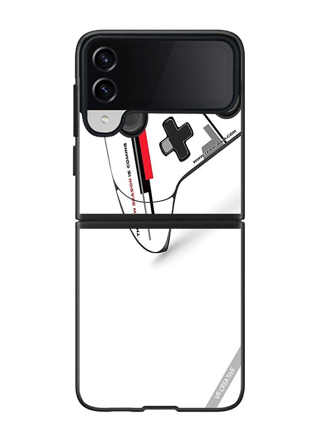VR CREATIVE Protective Case Cover For Samsung Galaxy Z Flip4 Retro Gaming Controller Design Multicolour - Image 1