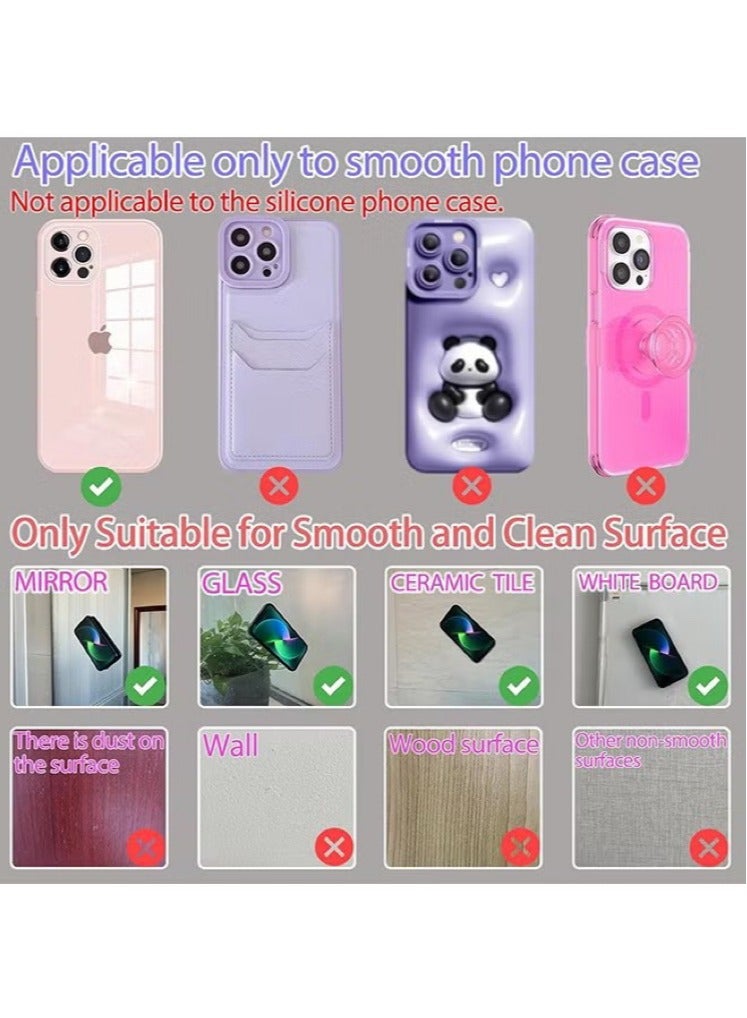 2 Pack Silicone Suction Phone Case, Double Sided Suction Cup, Anti-Slip Hands-Free Mobile Accessory Holder, Suitable for Videos and Selfies (Black, Pink)  - Image 4