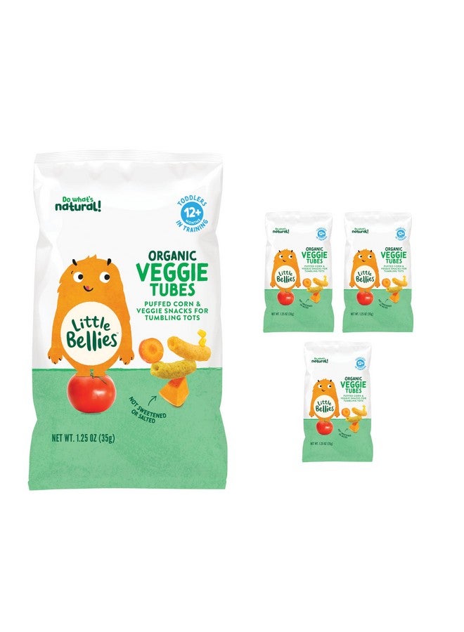 Little Bellies Organic Veggie Tubes Toddler Snack (Pack of 4 x 1.25 oz Individual Packs) - Image 1