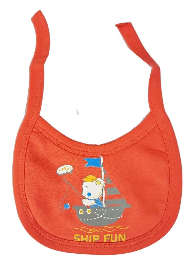 Ess Cubes Enterprise EssCubes Enterprise Super Soft Infant New Born Baby Boy and Baby Girls Clothes Shirt, Washable Diaper Nappy with Bib Set 3-6 Months (Orange) - Image 5