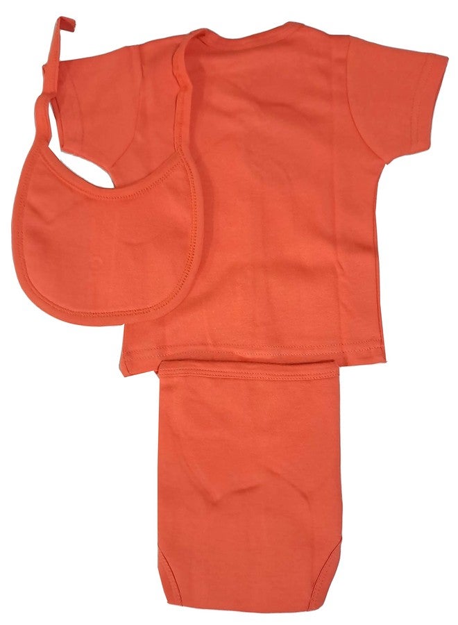 Ess Cubes Enterprise EssCubes Enterprise Super Soft Infant New Born Baby Boy and Baby Girls Clothes Shirt, Washable Diaper Nappy with Bib Set 3-6 Months (Orange) - Image 2