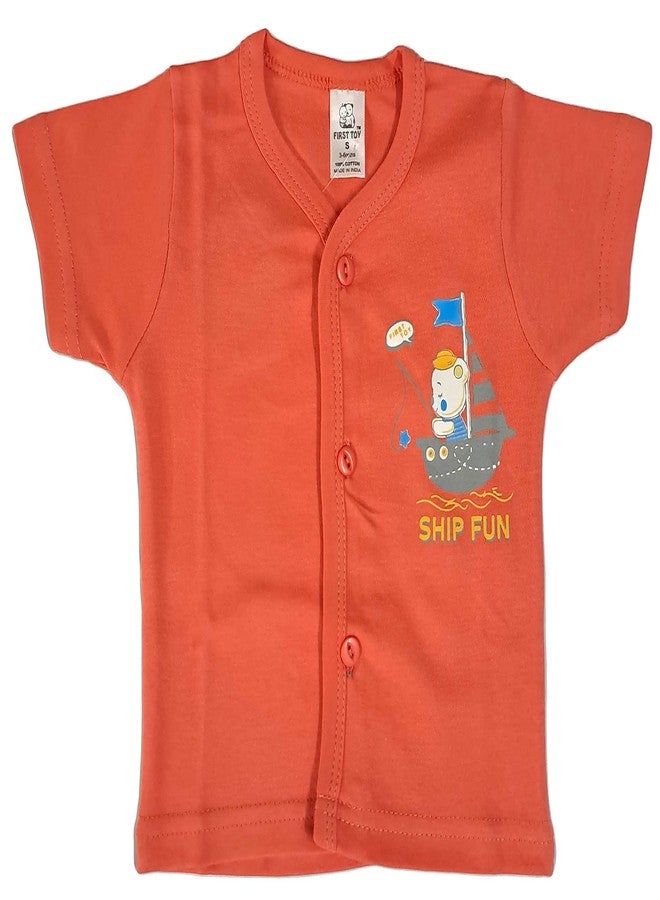 Ess Cubes Enterprise EssCubes Enterprise Super Soft Infant New Born Baby Boy and Baby Girls Clothes Shirt, Washable Diaper Nappy with Bib Set 3-6 Months (Orange) - Image 3