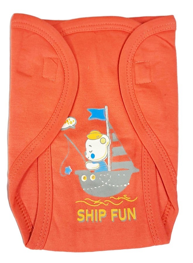 Ess Cubes Enterprise EssCubes Enterprise Super Soft Infant New Born Baby Boy and Baby Girls Clothes Shirt, Washable Diaper Nappy with Bib Set 3-6 Months (Orange) - Image 4