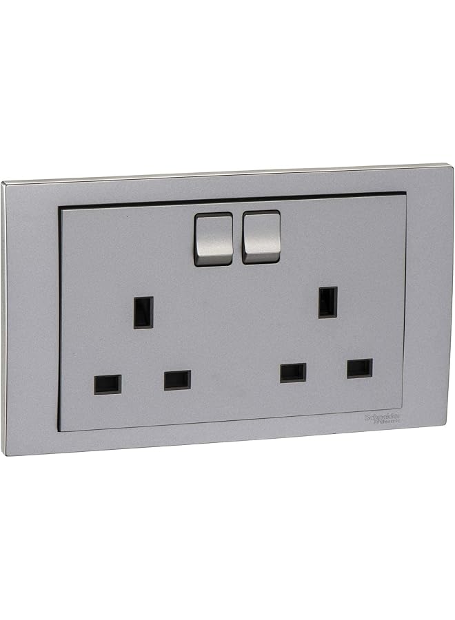 promass 2 Gang, Socket, 13A 250V, Aluminium Silver, KB25_AS