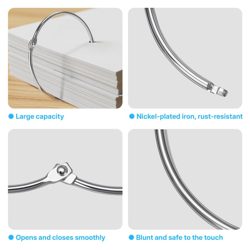 OWLKELA 4 Inch 12 Pack Jumbo Binder Rings, Extra Large Loose Leaf Book Ring with Metal Nickel Plated for Index Cards, Keychain, School, Home, Office, DIY Craft, Silver - Image 3