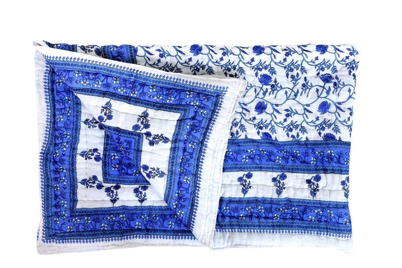SAMRADHI Traditional Famous Jaipuri Beautiful Floral Print in Multi Colour Jaipuri RajaiRazaiQuilt SingleSingle Bed QuiltComforterAC QuiltAC Comforter - Image 2