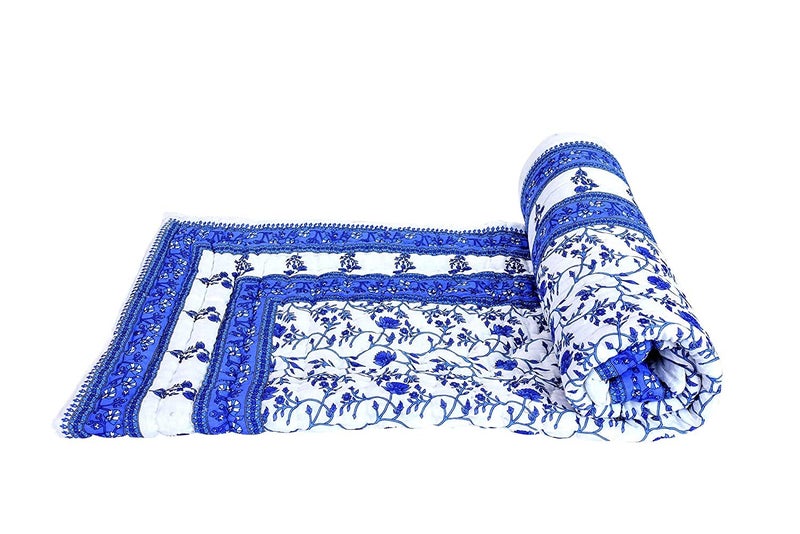 SAMRADHI Traditional Famous Jaipuri Beautiful Floral Print in Multi Colour Jaipuri RajaiRazaiQuilt SingleSingle Bed QuiltComforterAC QuiltAC Comforter - Image 3