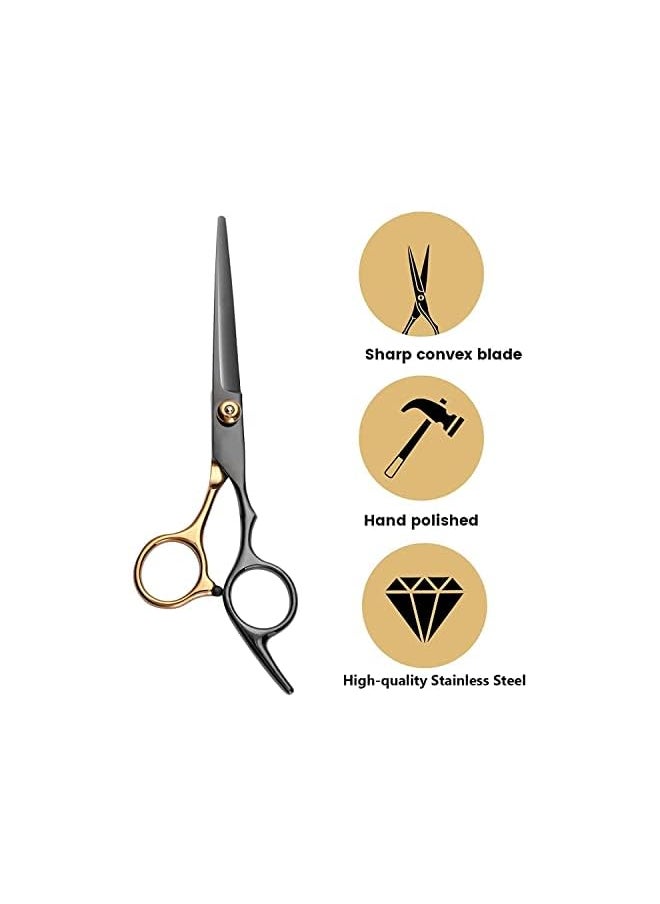 DMG TECH Hair Cutting Scissors Set 8Pcs Professional Hairdressing Shears Kit Stainless Steel Thinning Scissors Comb Clips Black Hairdressing Shears Set For Barber Salon Home For Kids Women Men  - Image 4