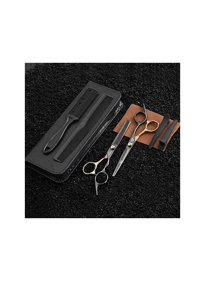 DMG TECH Hair Cutting Scissors Set 8Pcs Professional Hairdressing Shears Kit Stainless Steel Thinning Scissors Comb Clips Black Hairdressing Shears Set For Barber Salon Home For Kids Women Men  - Image 3