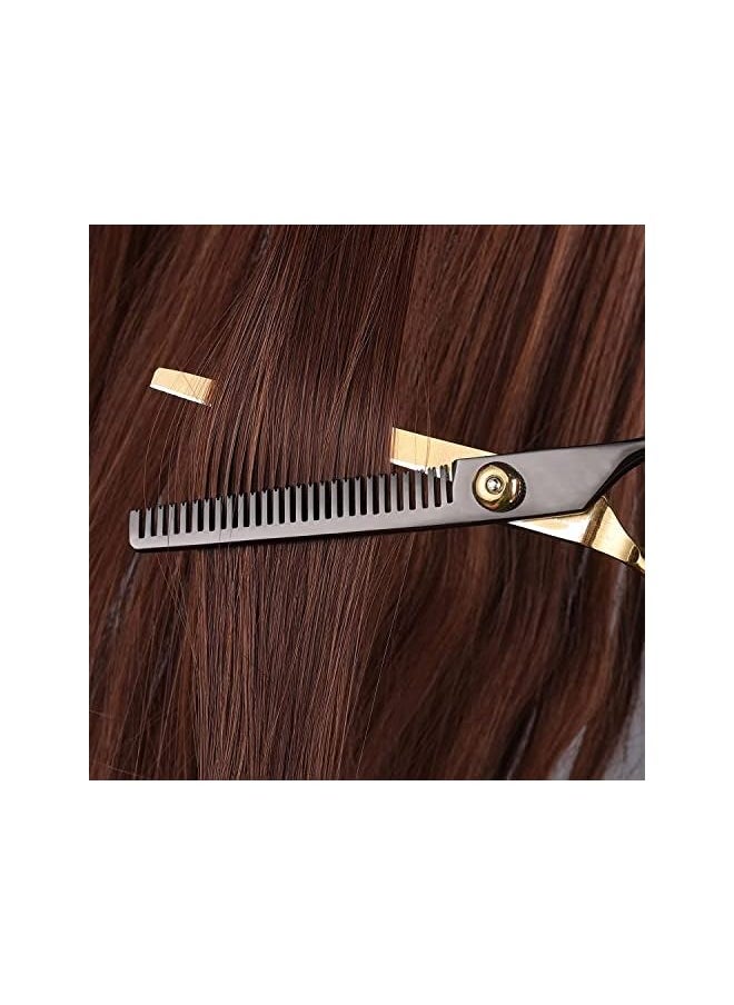 DMG TECH Hair Cutting Scissors Set 8Pcs Professional Hairdressing Shears Kit Stainless Steel Thinning Scissors Comb Clips Black Hairdressing Shears Set For Barber Salon Home For Kids Women Men  - Image 5