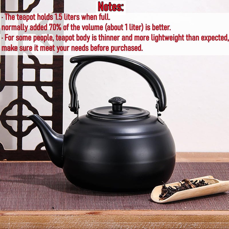 DoroSun 50 oz/1500ml Stainless Steel Steeping Teapot with Infuser for Loose Leaf Tea, Metal Tea Steeper Pot Coffee Water Kettle for Brewing, Tea Maker for Hotels, Restaurant, Home, Kitchen, Black - Image 3