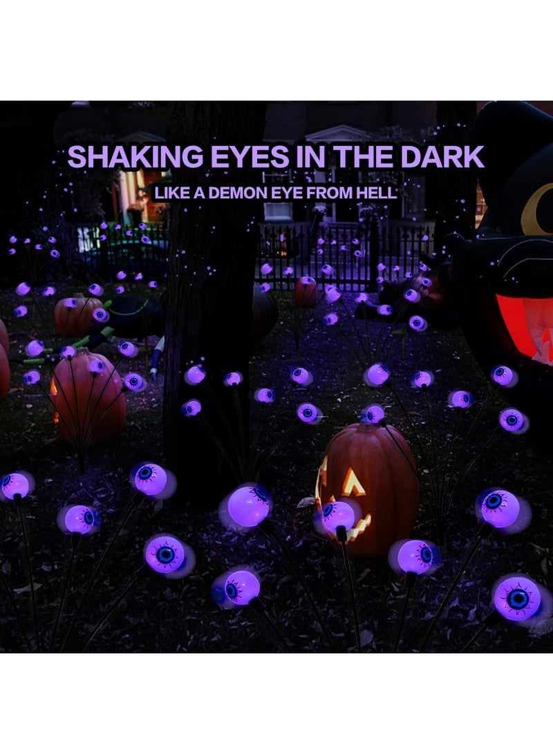 8 Pack Solar Eyeball Garden Lights | Swaying Halloween Yard Stakes | Auto On at Night | IP65 Waterproof Outdoor Path Decor - Purple - Image 3